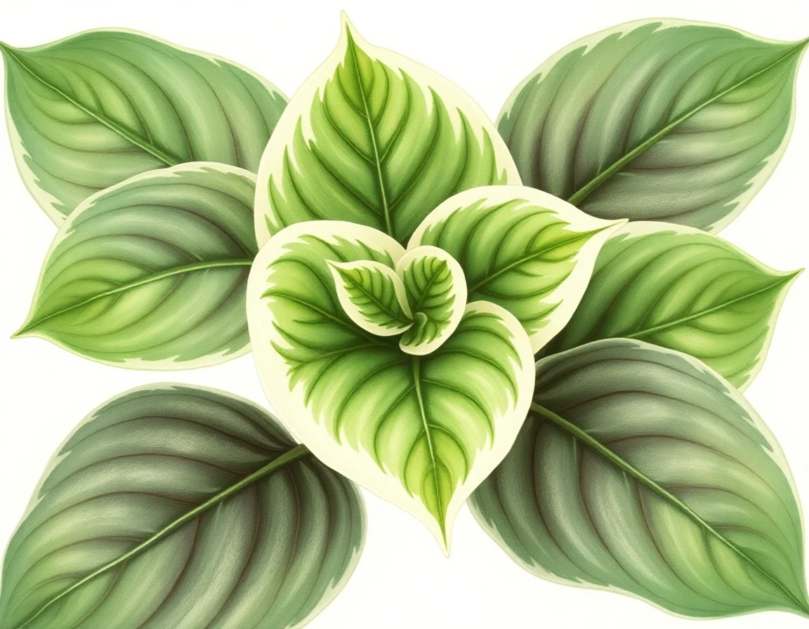 Watercolor illustration of Hosta 'Lemon Sorbet'