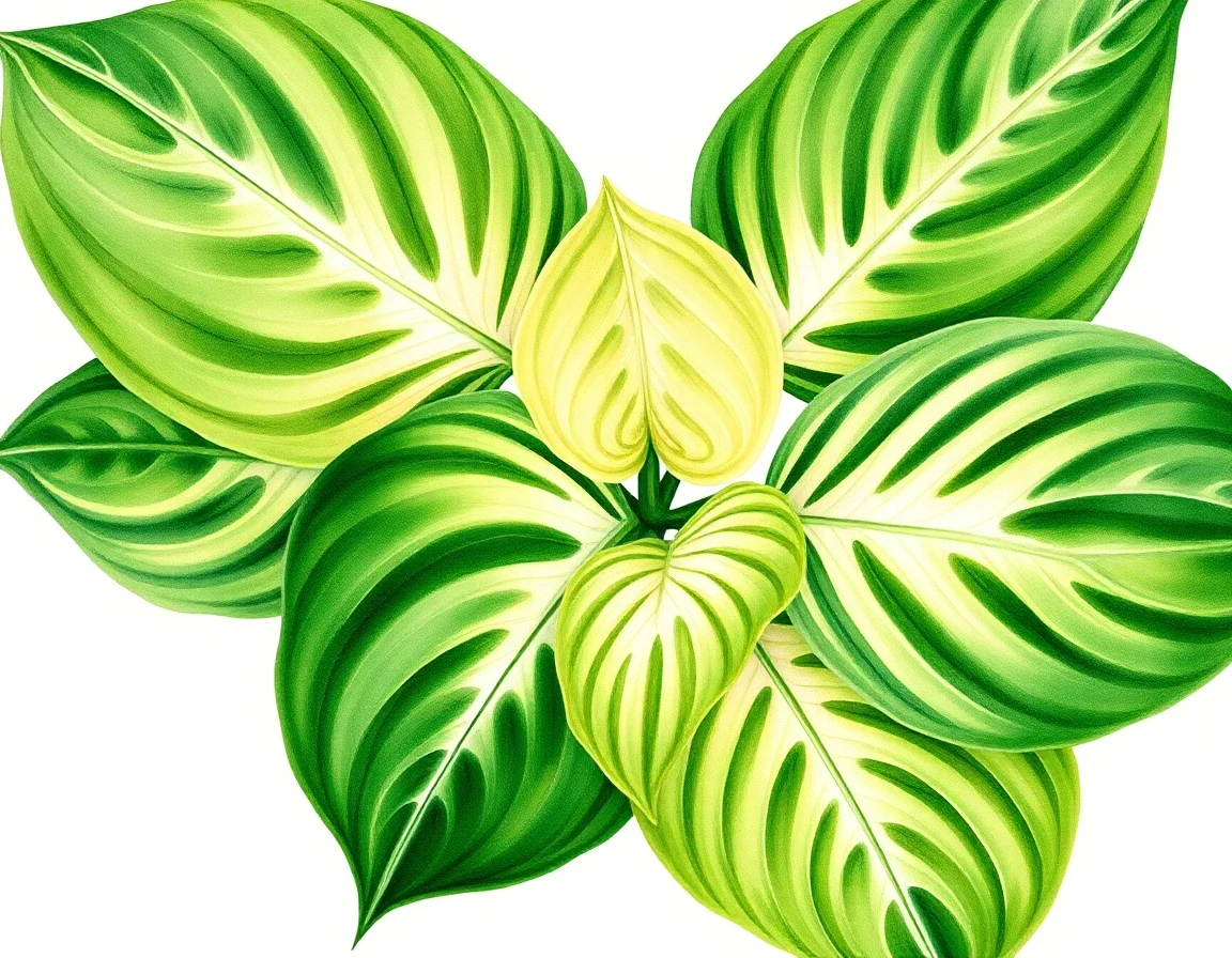 Watercolor illustration of Hosta 'Lenape'