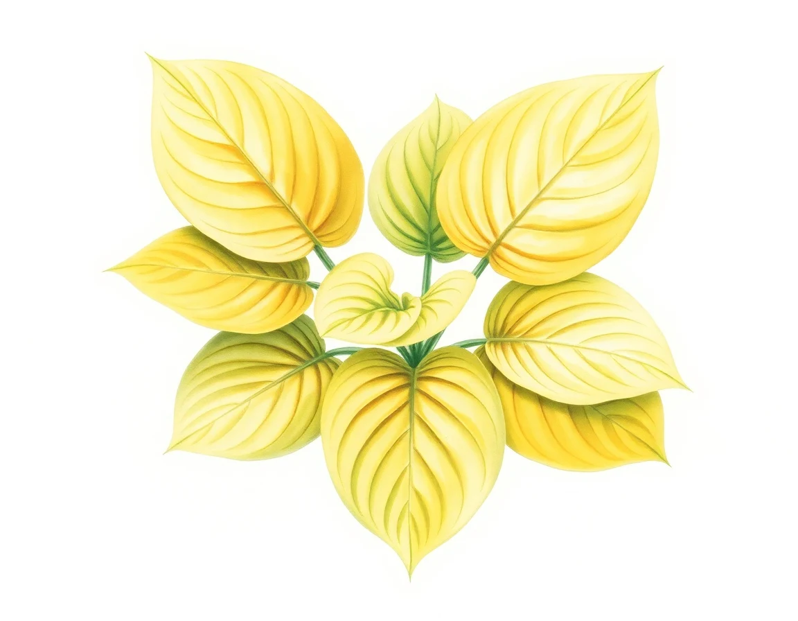 Watercolor illustration of Hosta 'Leprechaun Lace'