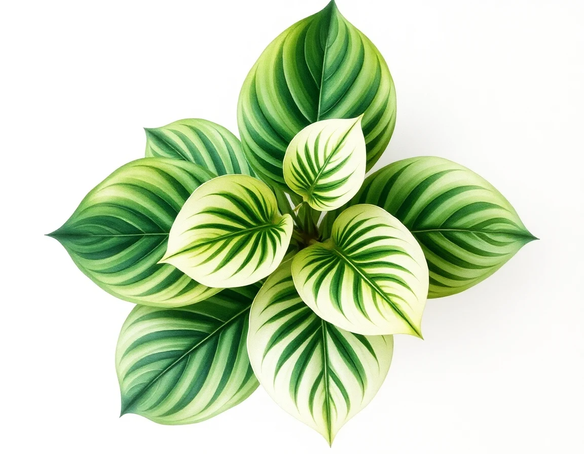 Watercolor illustration of Hosta 'Leprechaun'