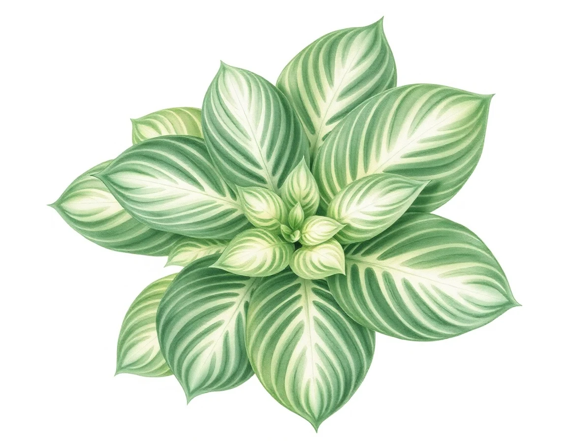 Watercolor illustration of Hosta 'Letha Mae'