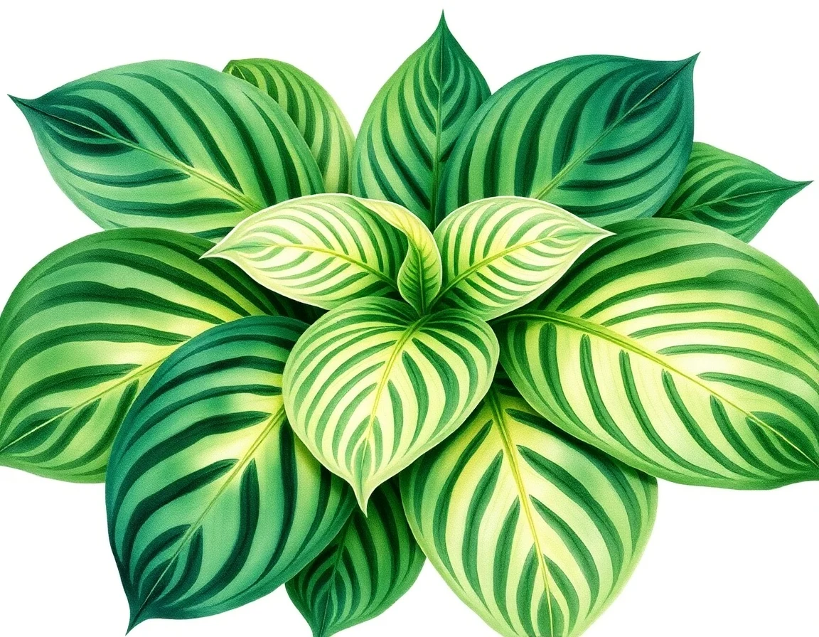 Watercolor illustration of Hosta 'Lettuce Salad'