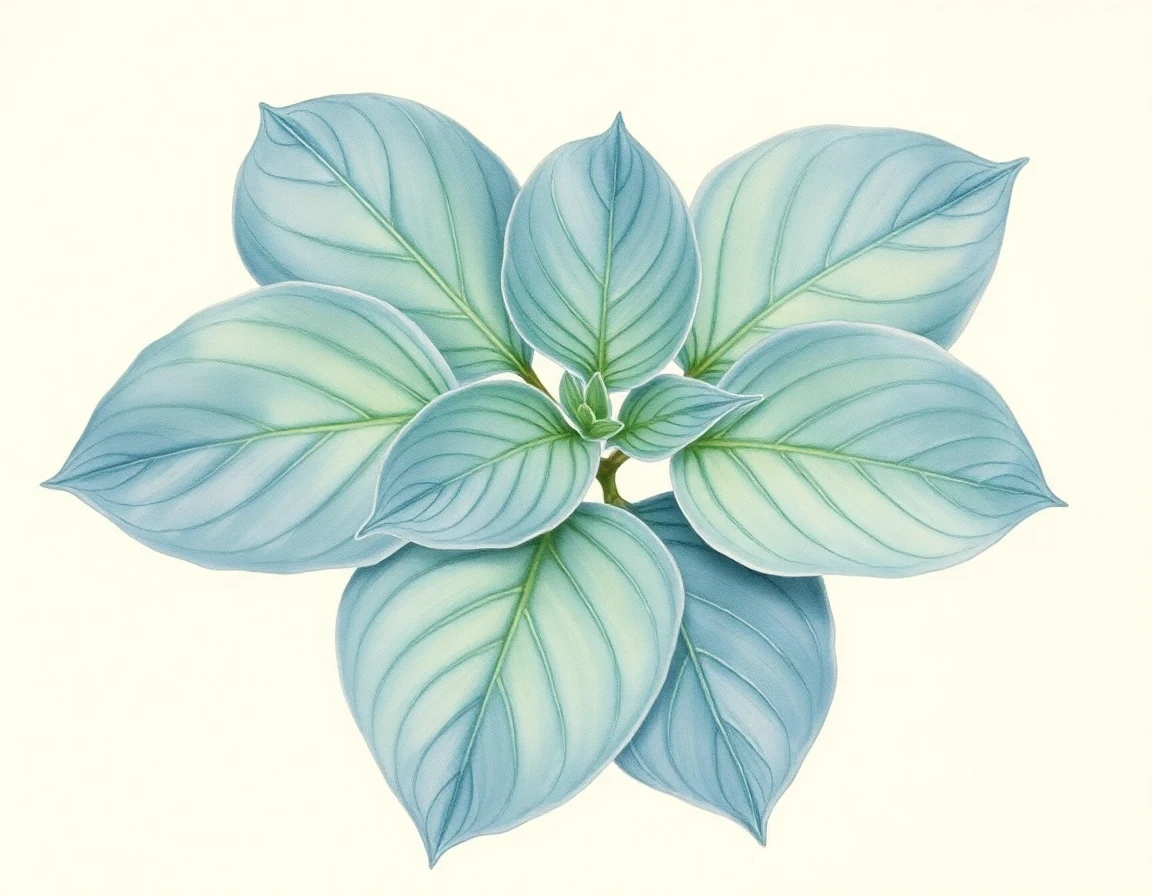 Watercolor illustration of Hosta 'Liam's Luck'