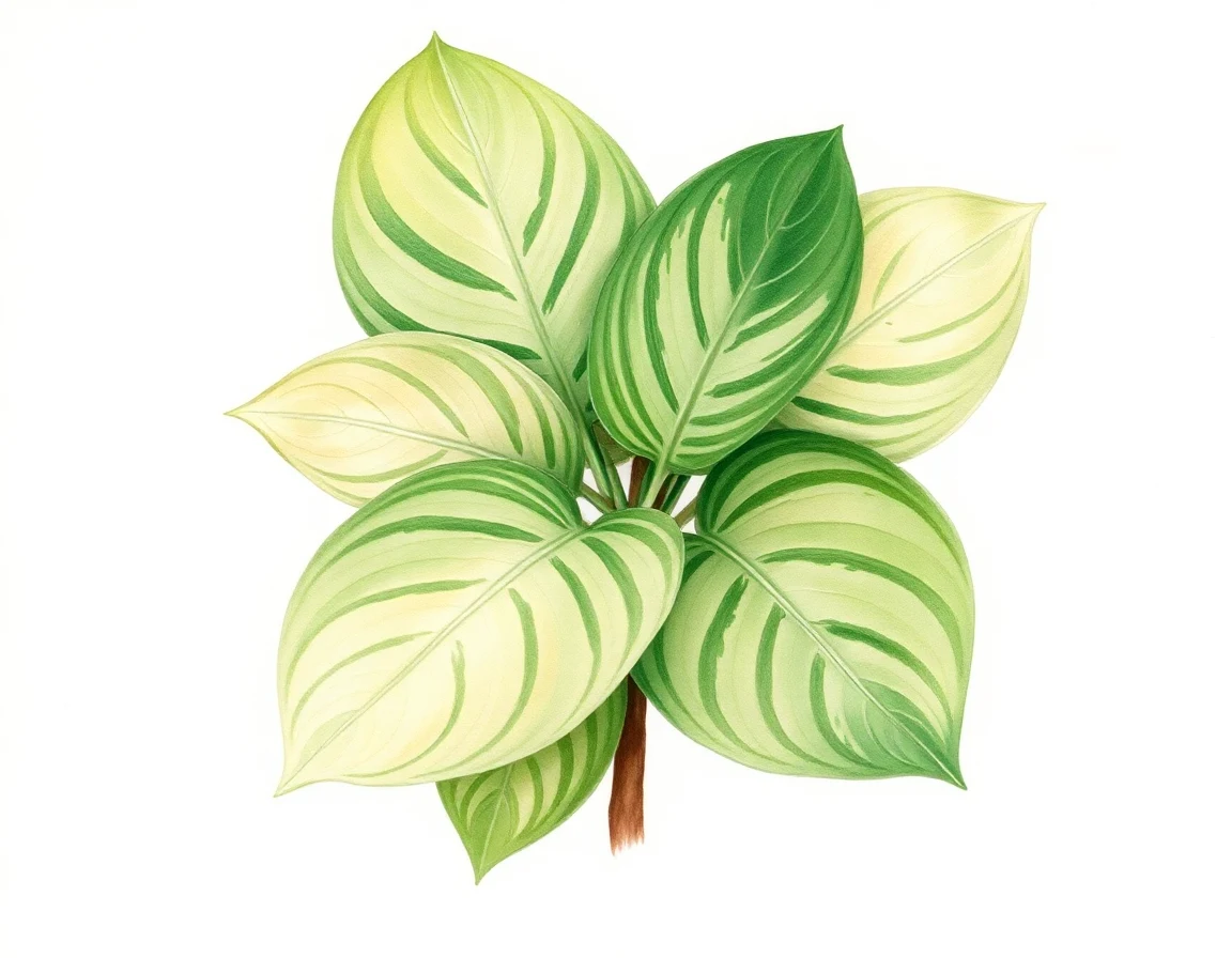Watercolor illustration of Hosta 'Liberty Bell'