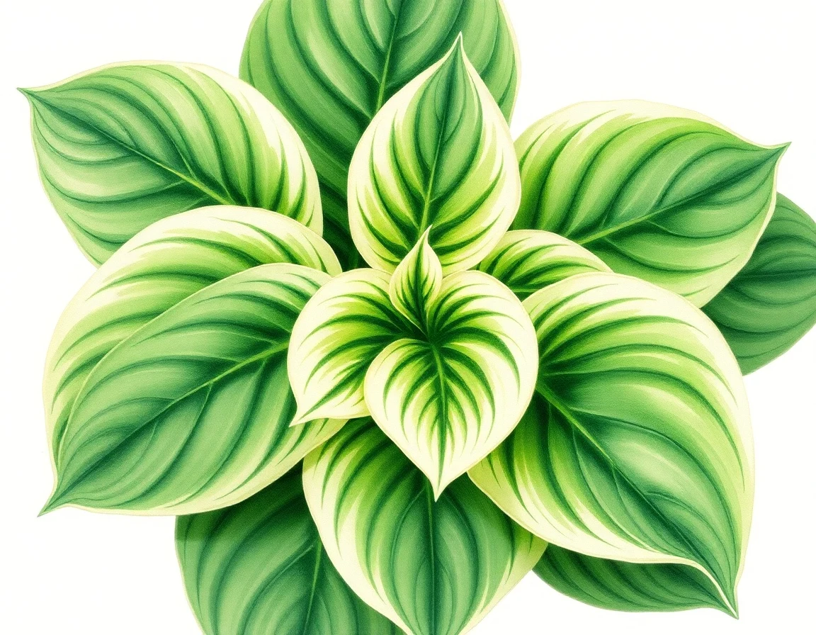 Watercolor illustration of Hosta 'Light Ray'