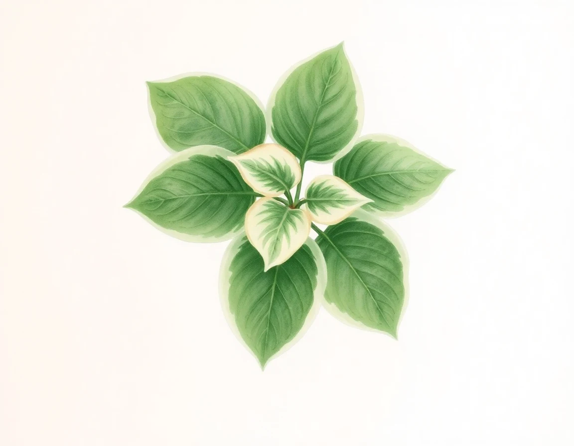 Watercolor illustration of Hosta 'Lightning Bolt'