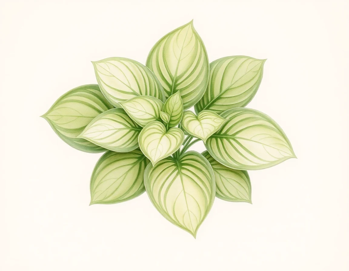 Watercolor illustration of Hosta 'Lime Knack'