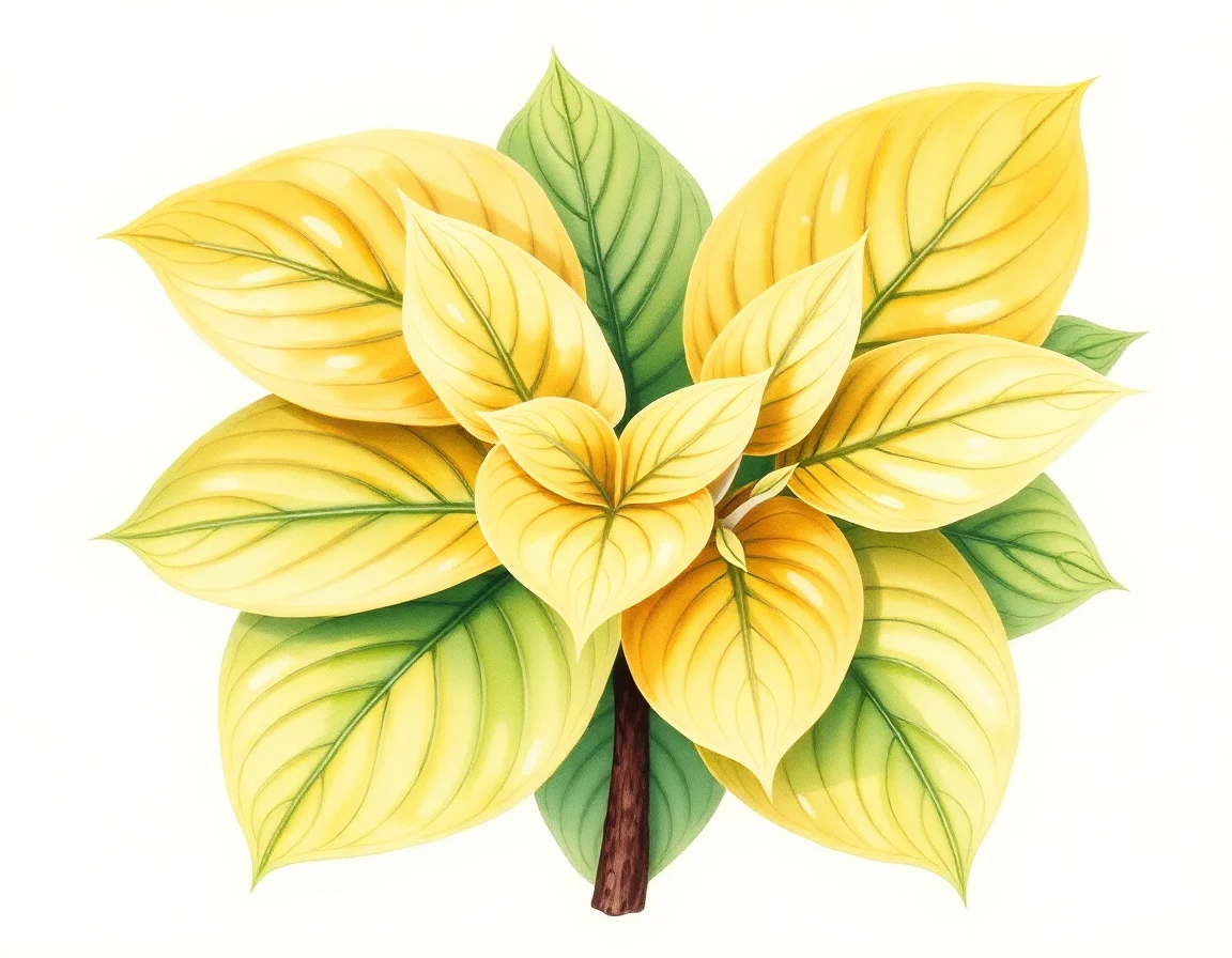 Watercolor illustration of Hosta 'Lime Piecrust'