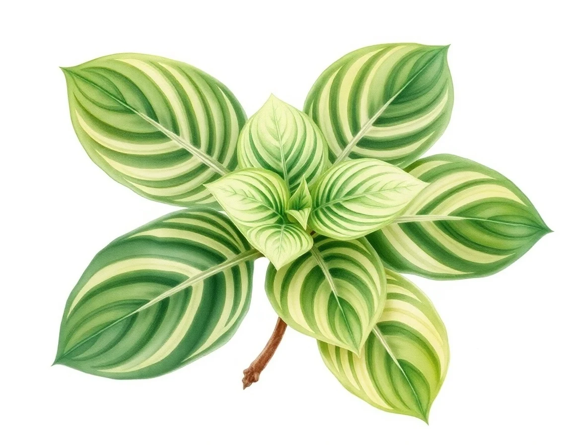 Watercolor illustration of Hosta 'Lime Tiara'