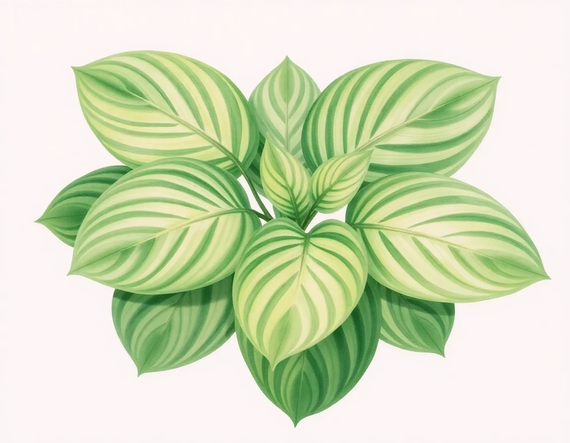 Watercolor illustration of Hosta 'Limelighter's Glow'