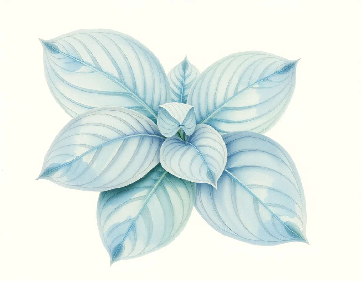 Watercolor illustration of Hosta 'Lionheart'