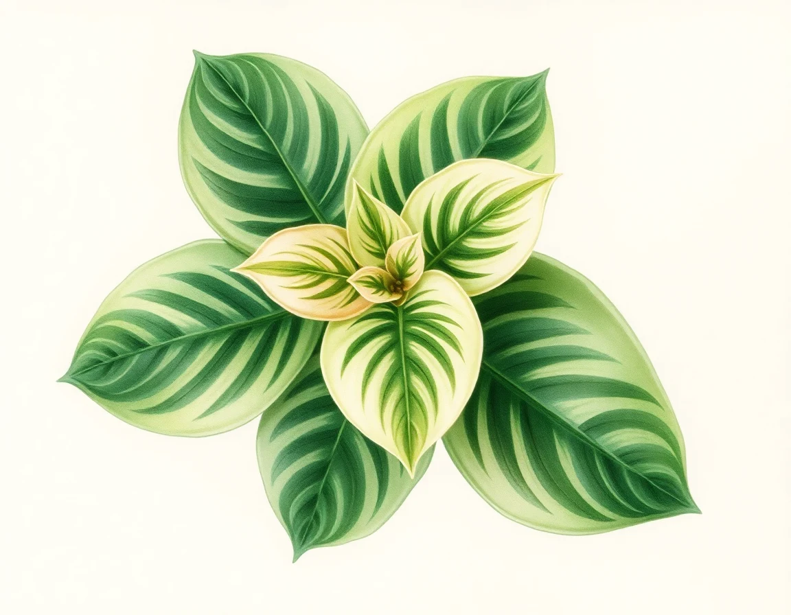 Watercolor illustration of Hosta 'Little Bit'