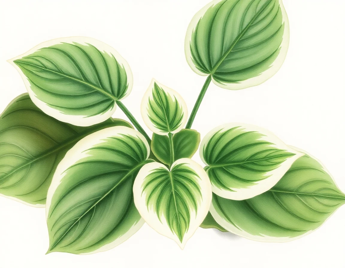 Watercolor illustration of Hosta 'Little Caesar'
