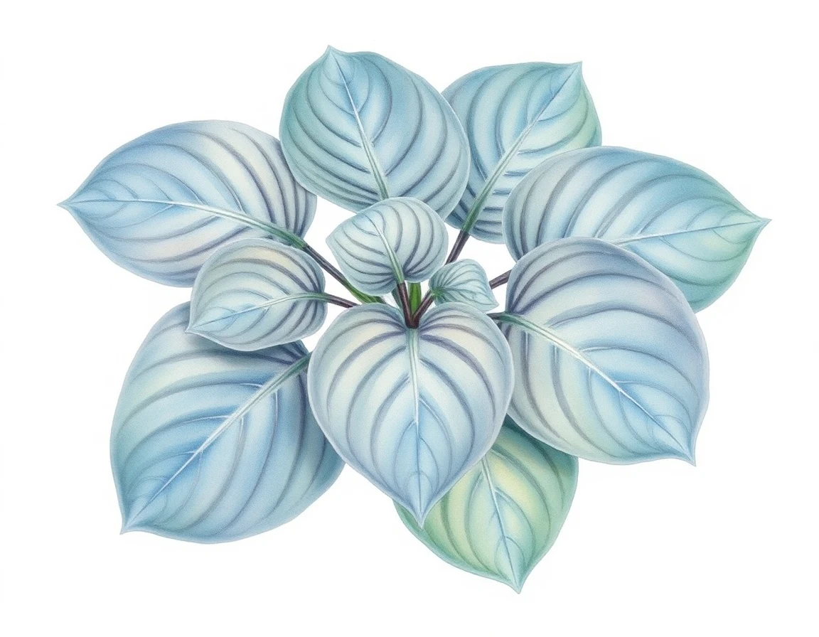 Watercolor illustration of Hosta 'Little Dipper'
