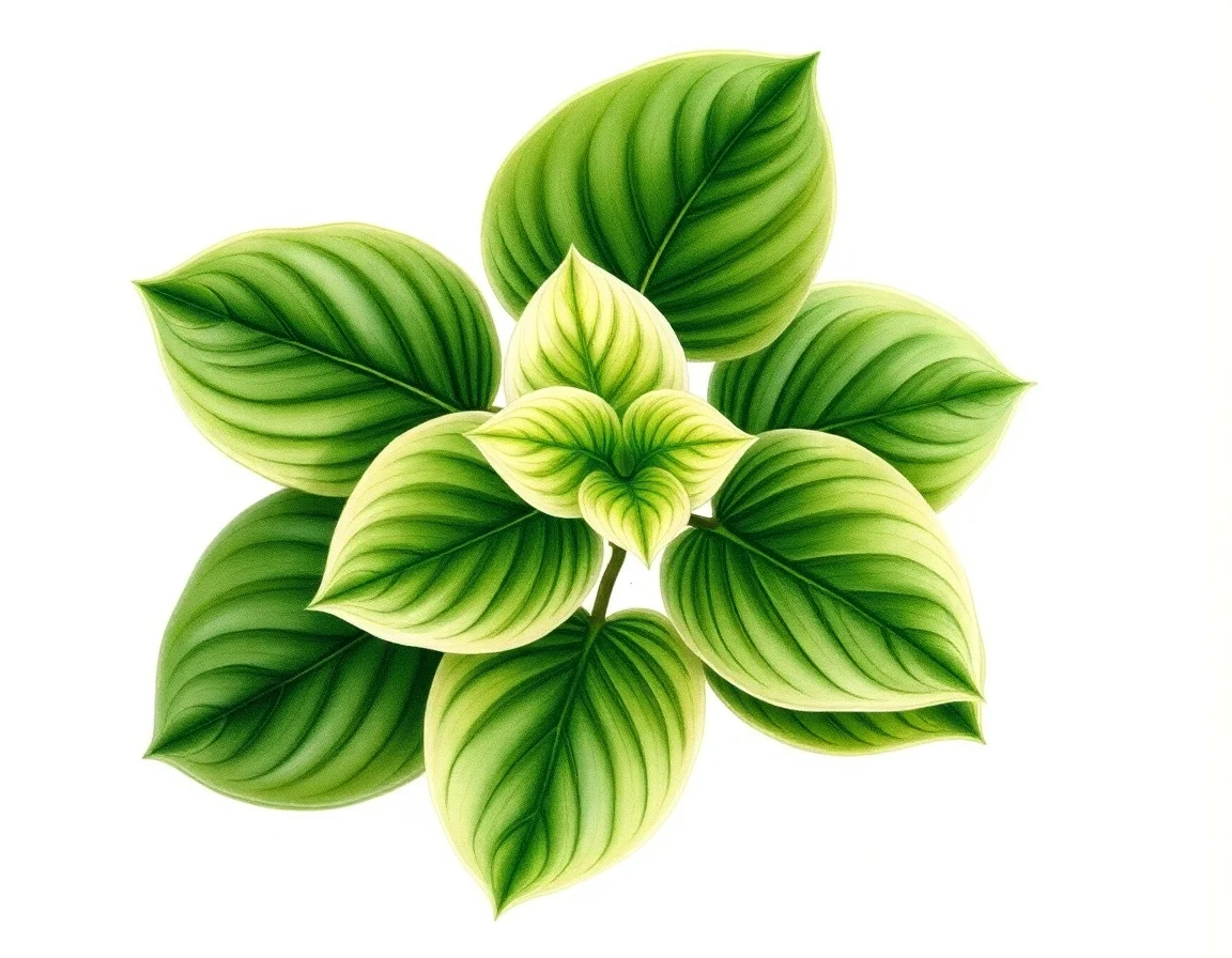 Watercolor illustration of Hosta 'Little Dragon'