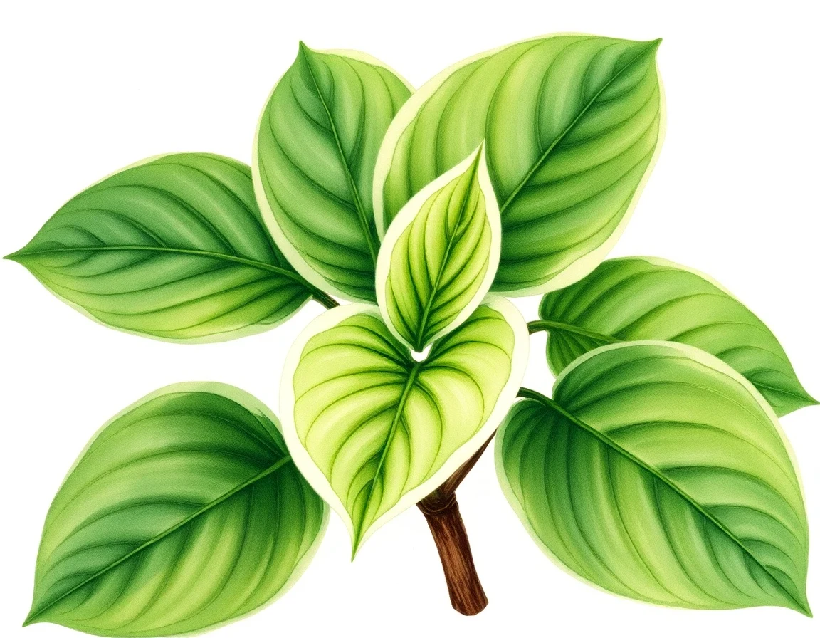 Watercolor illustration of Hosta 'Little Hottie'