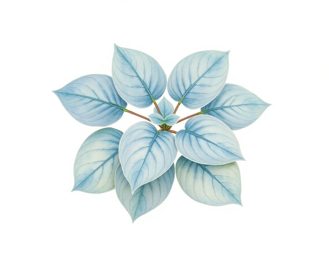 Watercolor illustration of Hosta 'Little Jack Frost'