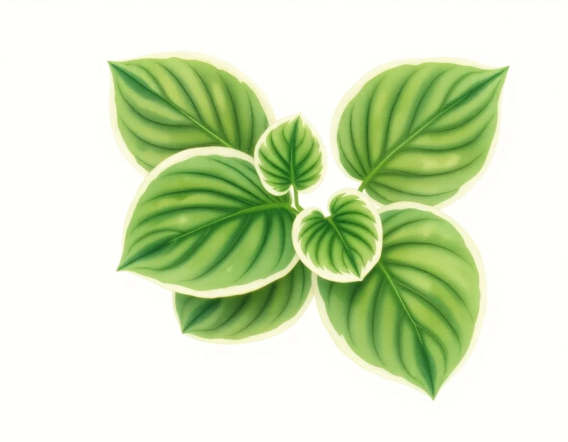 Watercolor illustration of Hosta 'Little Jay'