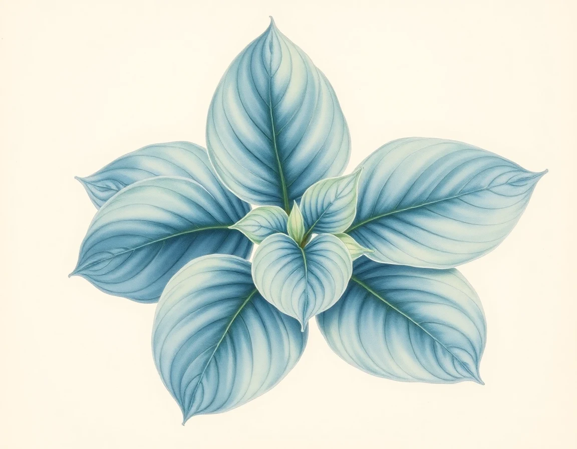 Watercolor illustration of Hosta 'Little John'