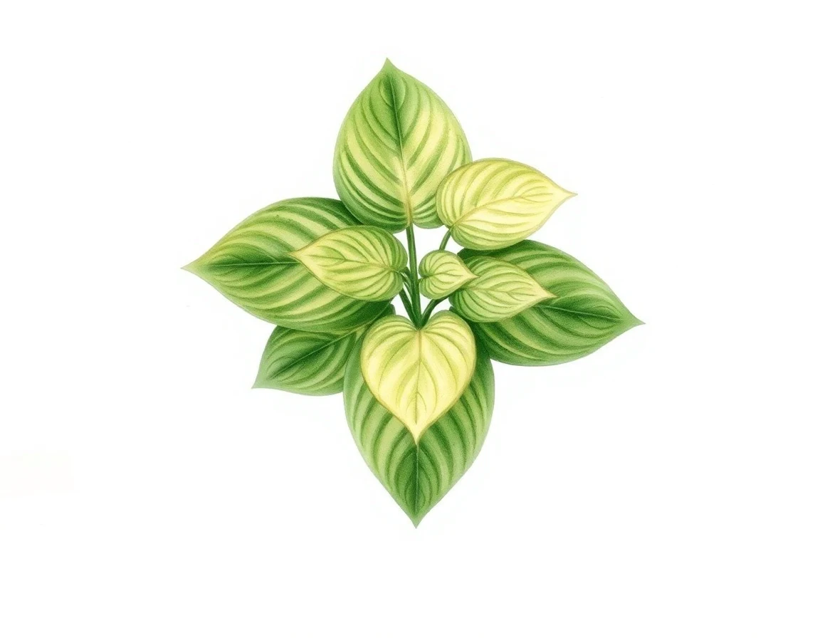 Watercolor illustration of Hosta 'Little Red Rooster'