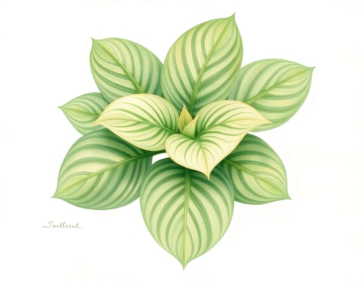 Watercolor illustration of Hosta 'Little Slam Bang'