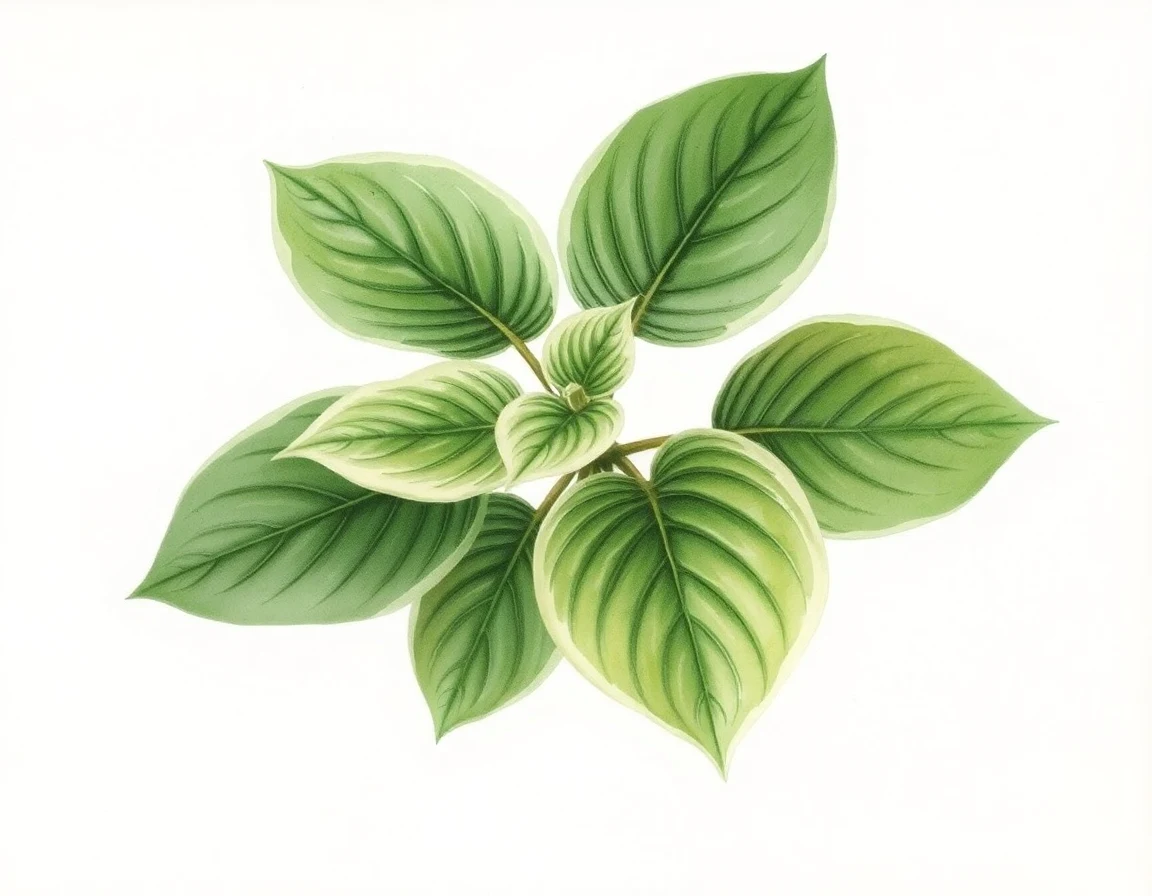 Watercolor illustration of Hosta 'Little Spark'