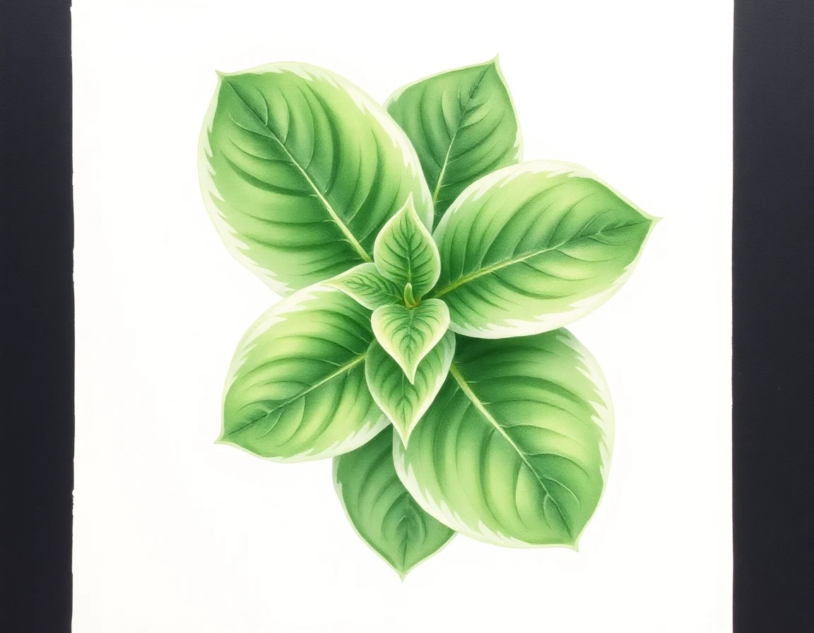 Watercolor illustration of Hosta 'Little Starlet'
