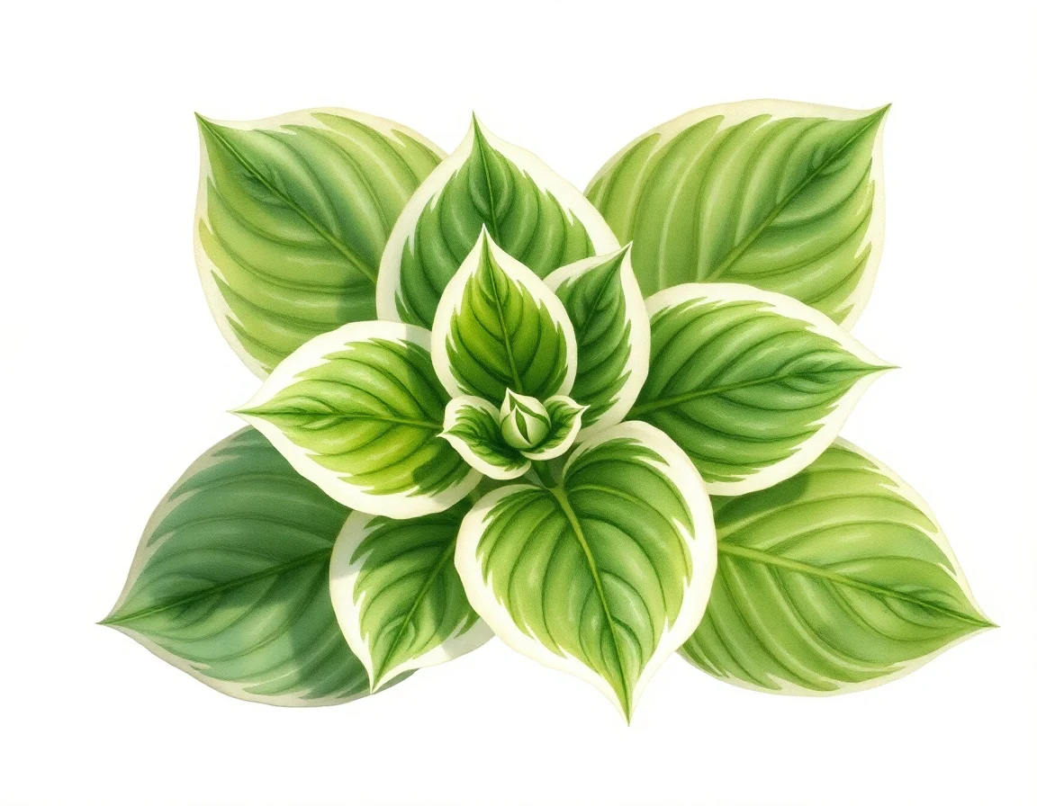 Watercolor illustration of Hosta 'Little Streaker'