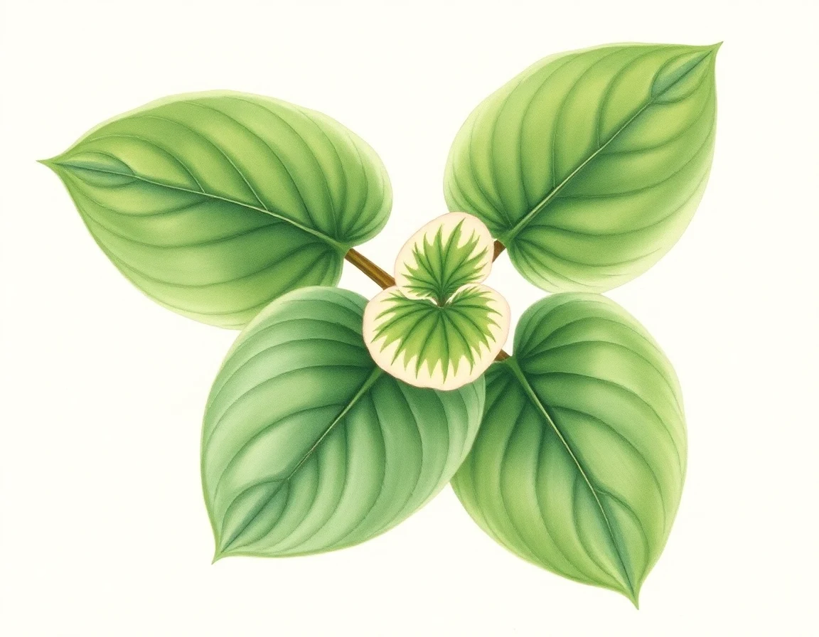 Watercolor illustration of Hosta 'Little White Lines'