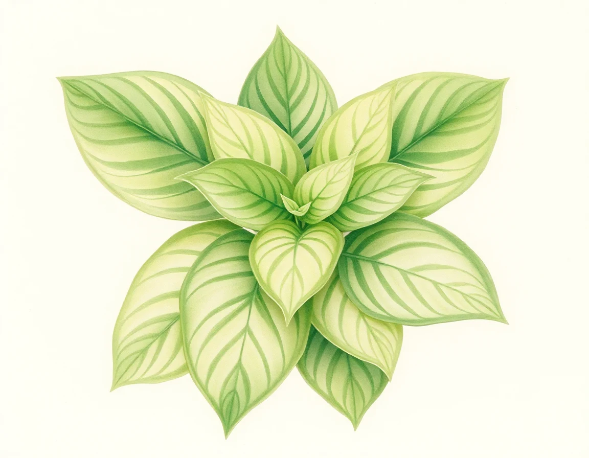 Watercolor illustration of Hosta 'Little Wiggler'