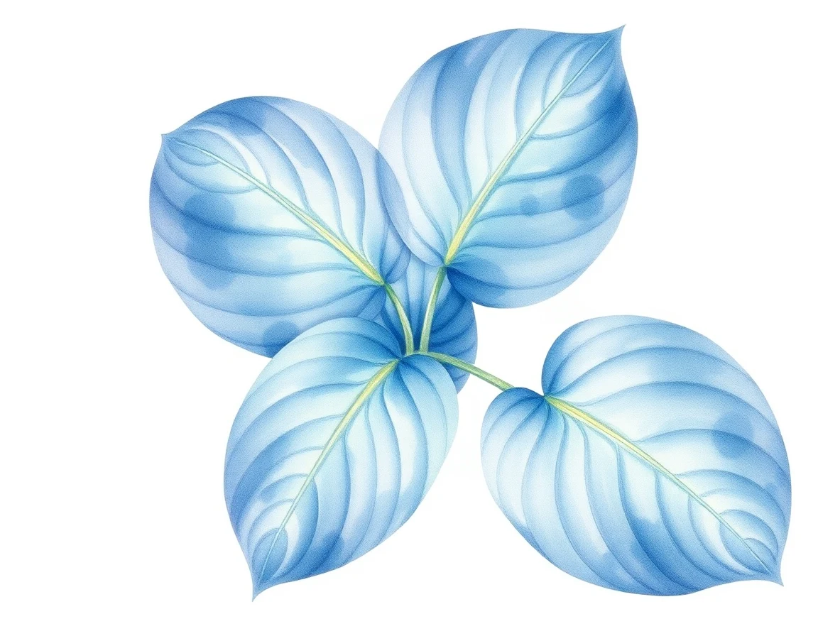 Watercolor illustration of Hosta 'Lochness Smoke and Fire'