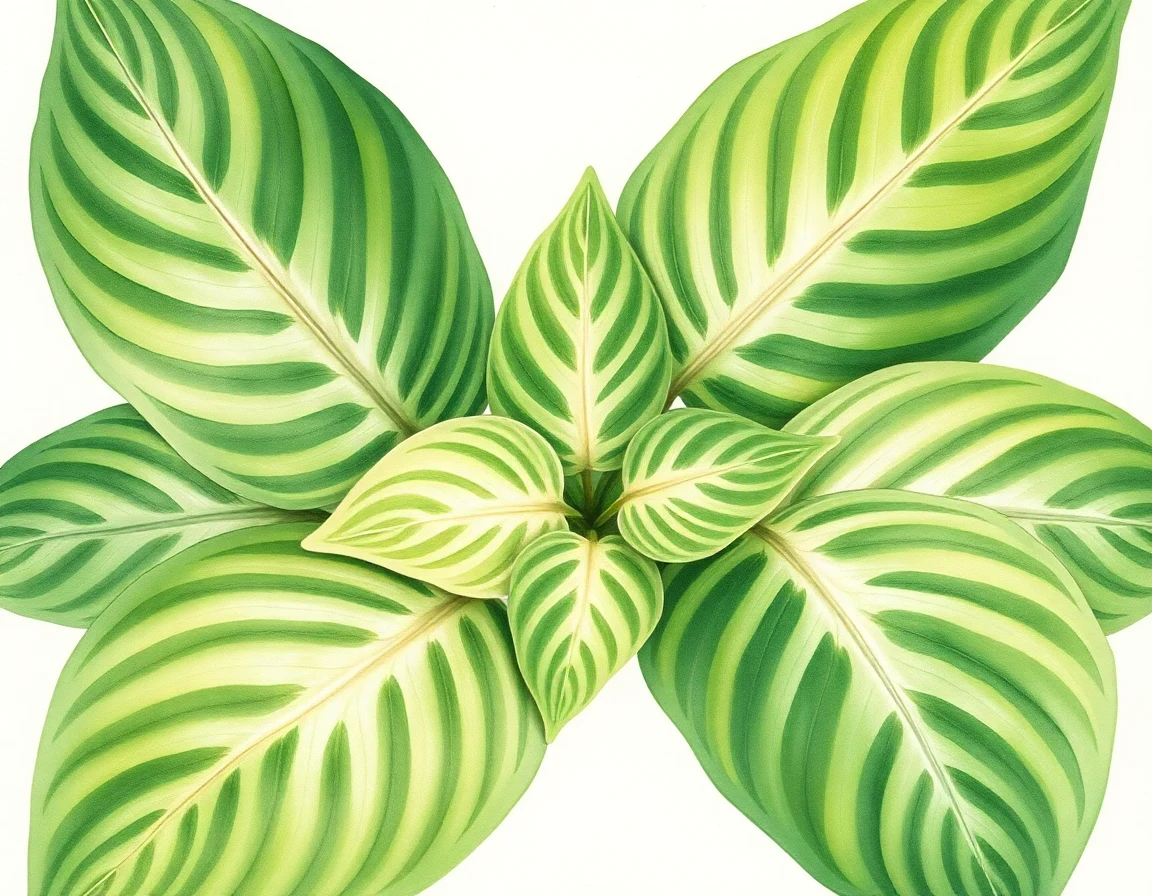 Watercolor illustration of Hosta 'Locksmith'