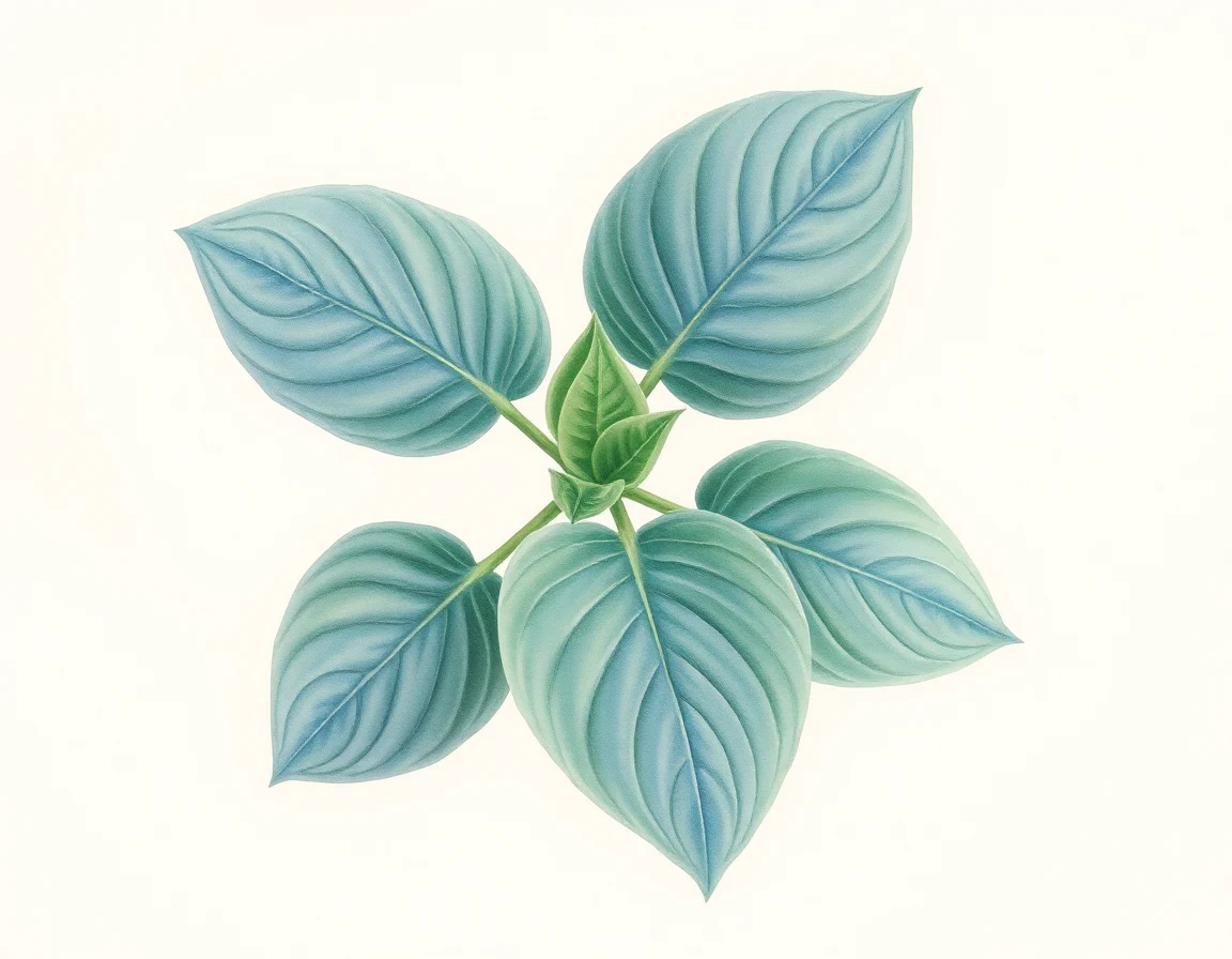 Watercolor illustration of Hosta 'Locomotion'