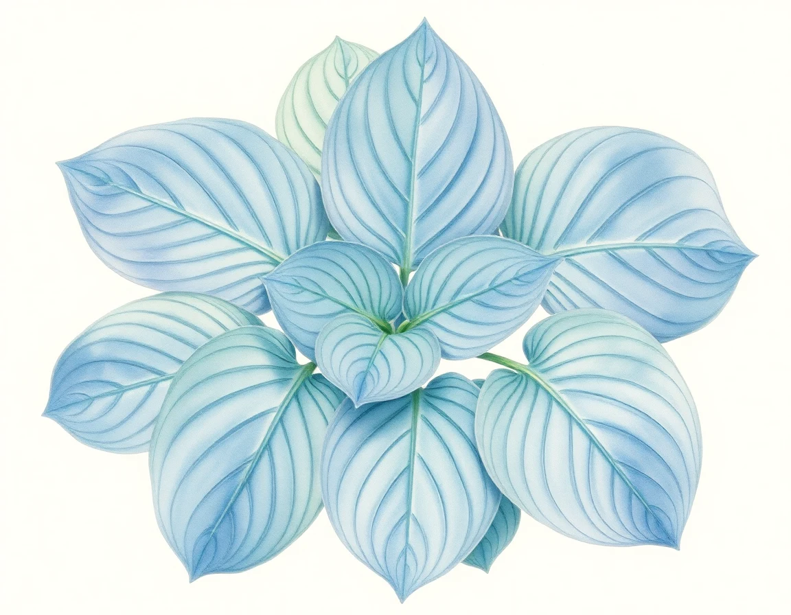 Watercolor illustration of Hosta 'Loleta Powell'