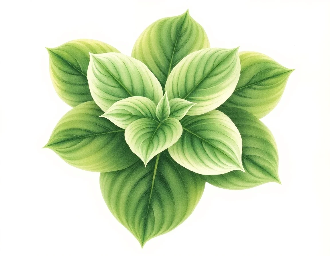 Watercolor illustration of Hosta 'Lone Trail Gulch'