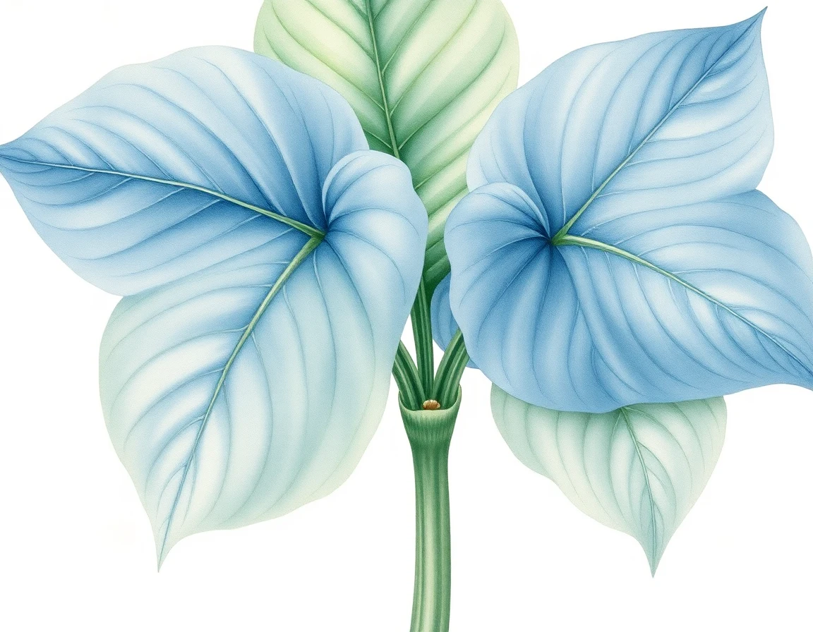 Watercolor illustration of Hosta 'Lonesome Pine'