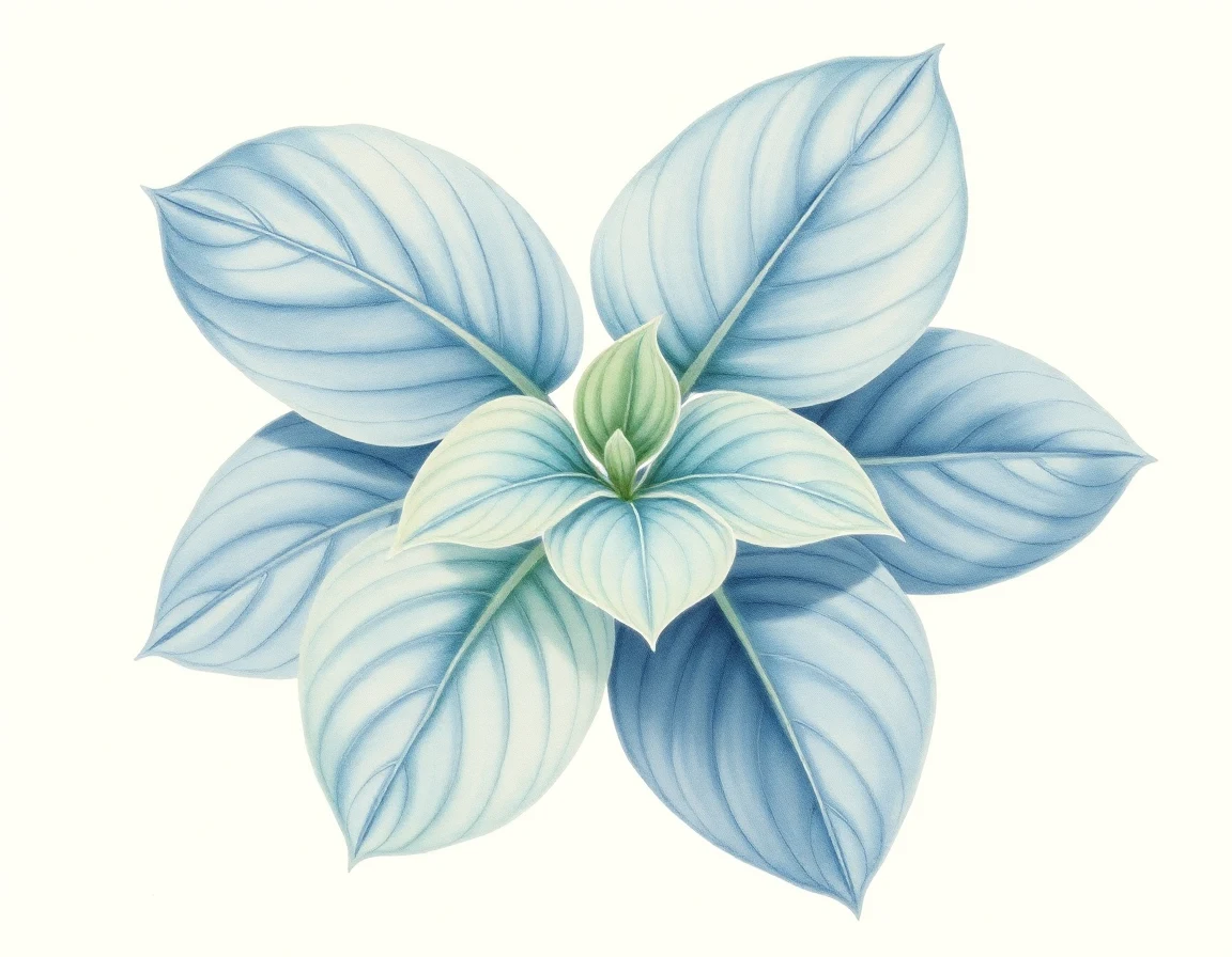 Watercolor illustration of Hosta 'Lost at Sea'
