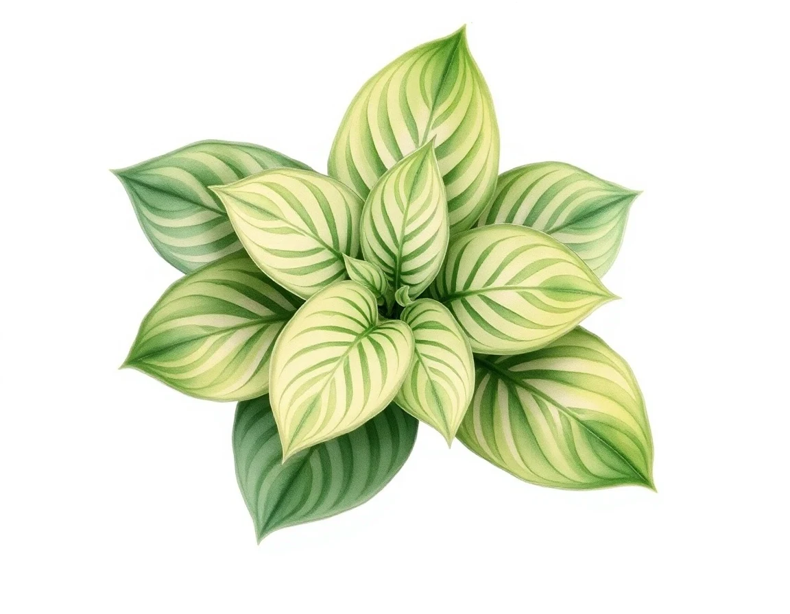 Watercolor illustration of Hosta 'Louie'