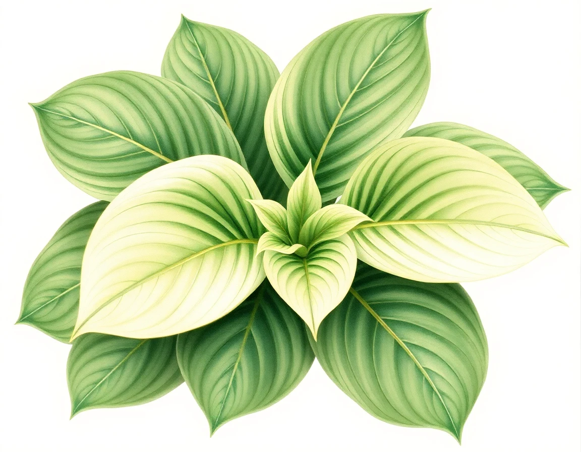 Watercolor illustration of Hosta 'Love of Life'