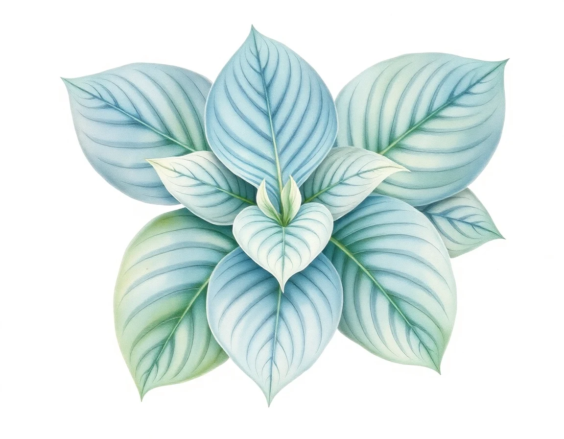 Watercolor illustration of Hosta 'Lovelight'