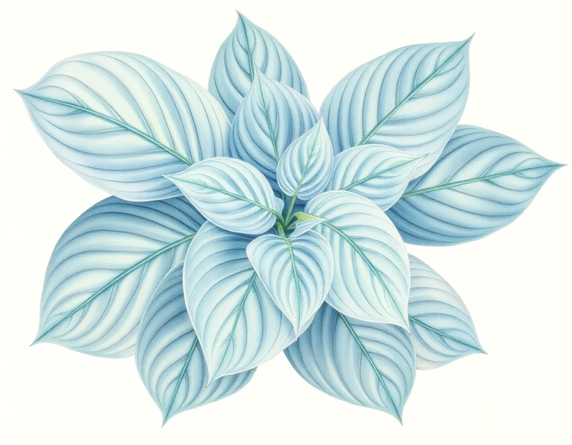 Watercolor illustration of Hosta 'Lovely to Behold'