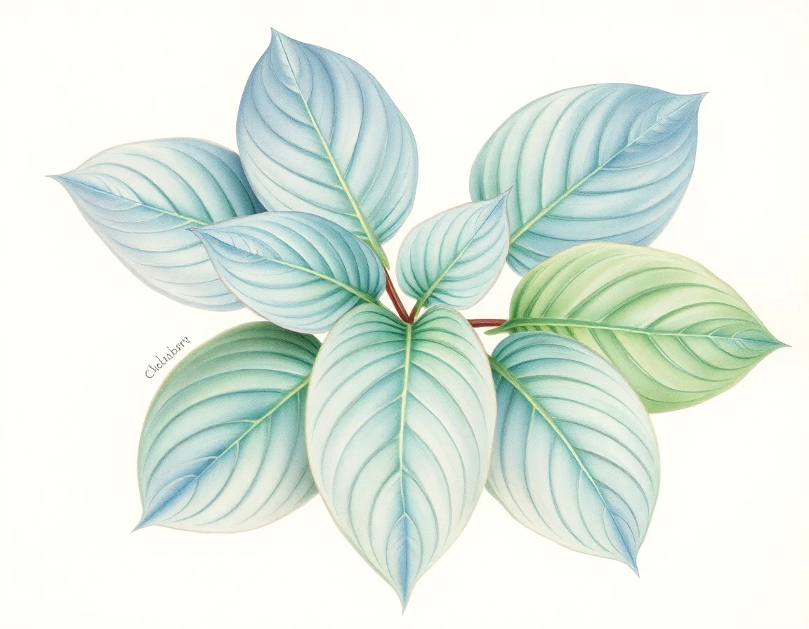 Watercolor illustration of Hosta 'Loving Cup'