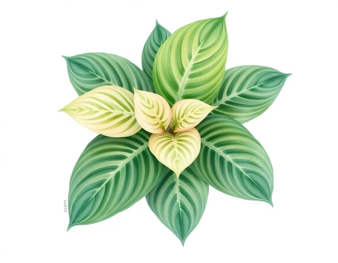 Watercolor illustration of Hosta 'Lucille'