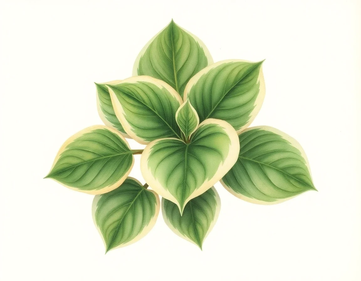 Watercolor illustration of Hosta 'Lucky in Love'
