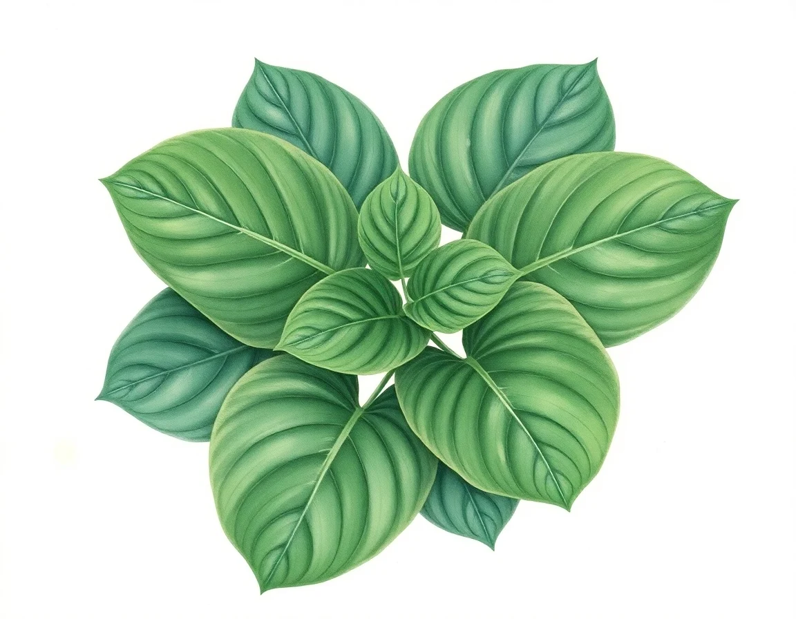 Watercolor illustration of Hosta 'Luna Moth'