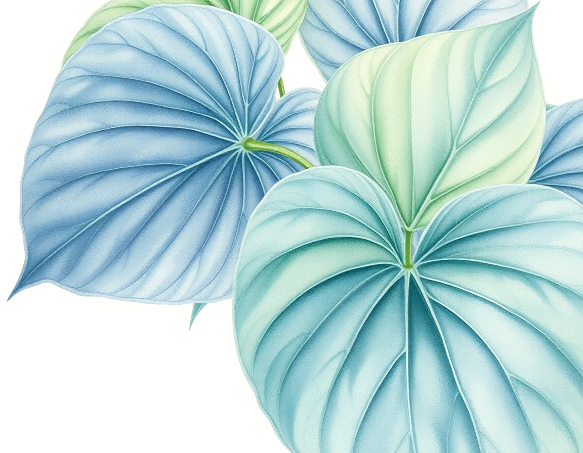 Watercolor illustration of Hosta 'M Go Blue'