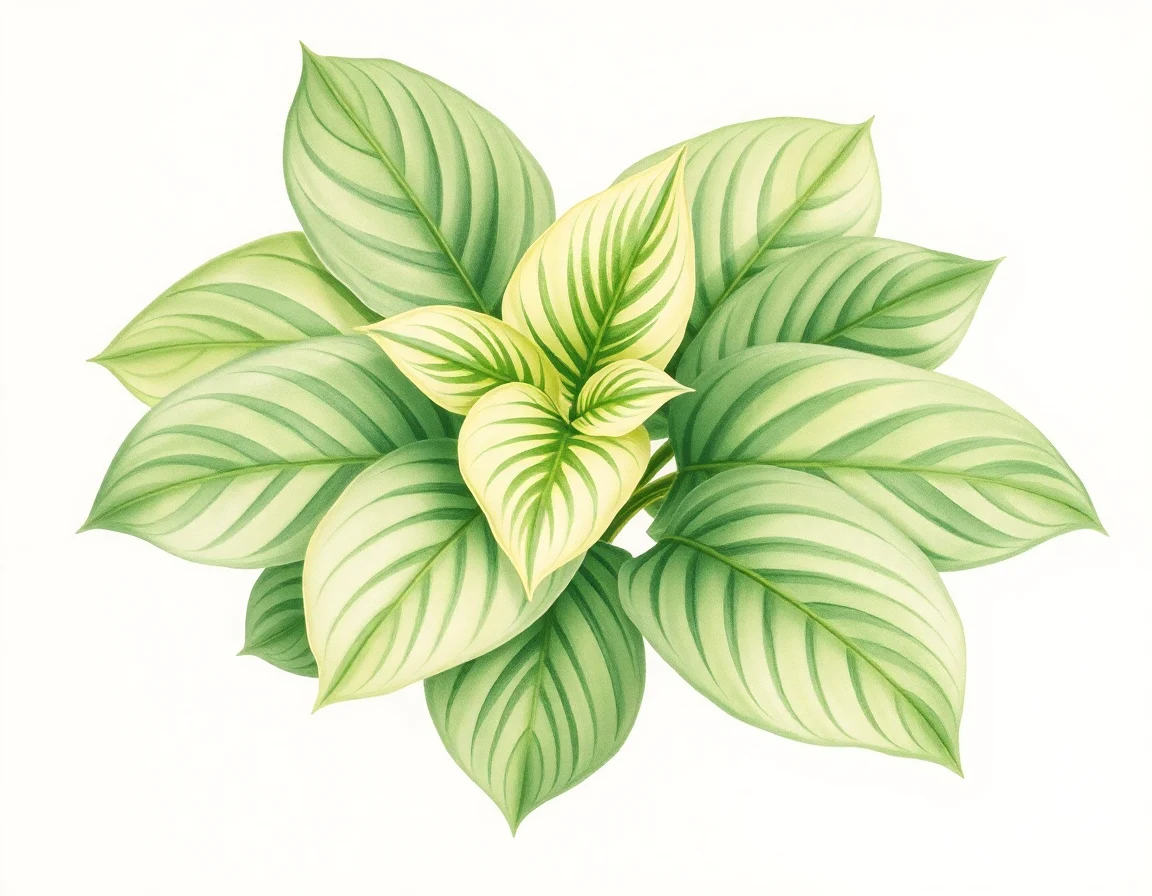 Watercolor illustration of Hosta 'M. Owen Papuga'