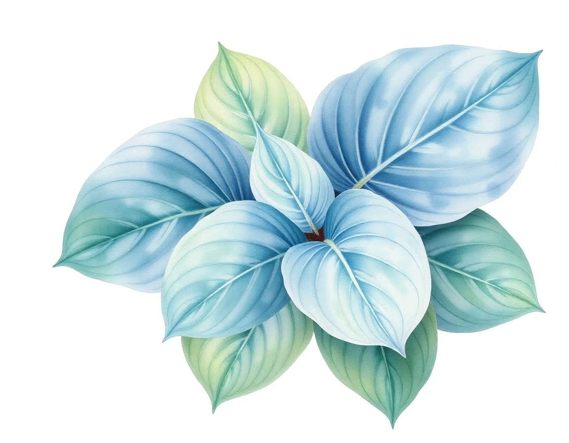 Watercolor illustration of Hosta 'Mabel Maria Herweg'