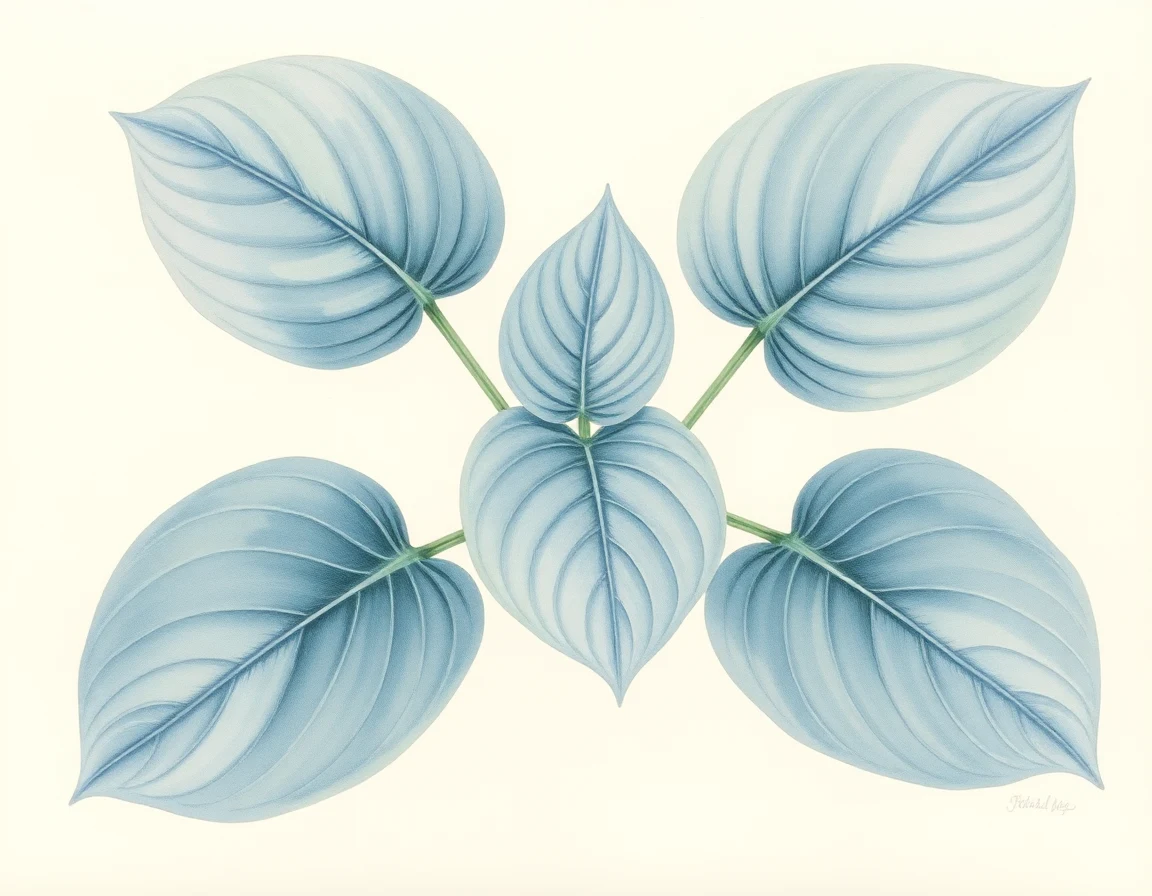 Watercolor illustration of Hosta 'Mad About Blue'