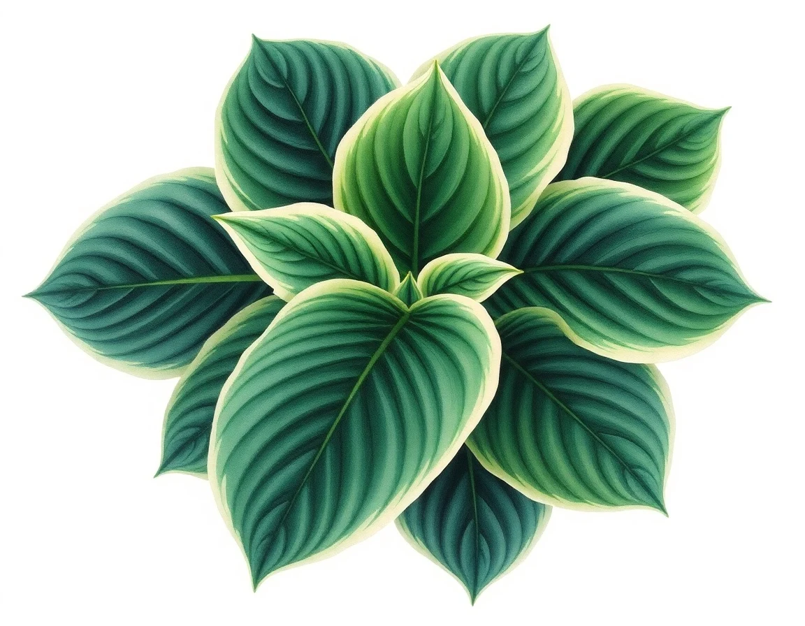 Watercolor illustration of Hosta 'Mademoiselle'